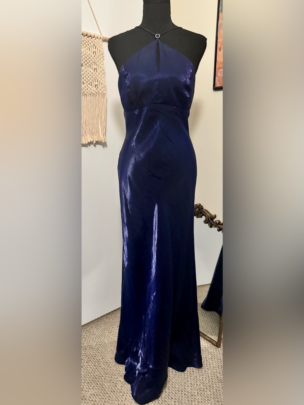 Vintage Morgan & Co. Shimmery Purple/Blue Halter Maxi Gown